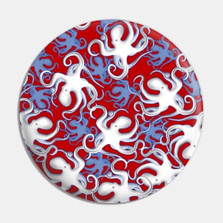 Red white and Blue Octopus Pattern Pin