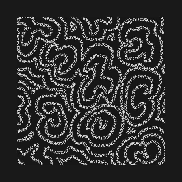 Textured White Doodle on Black Abstract by Klssaginaw