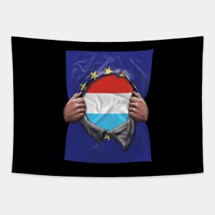 Luxembourg Flag European Union Flag Ripped Open - Gift for Luxembourgish From Luxembourg Tapestry