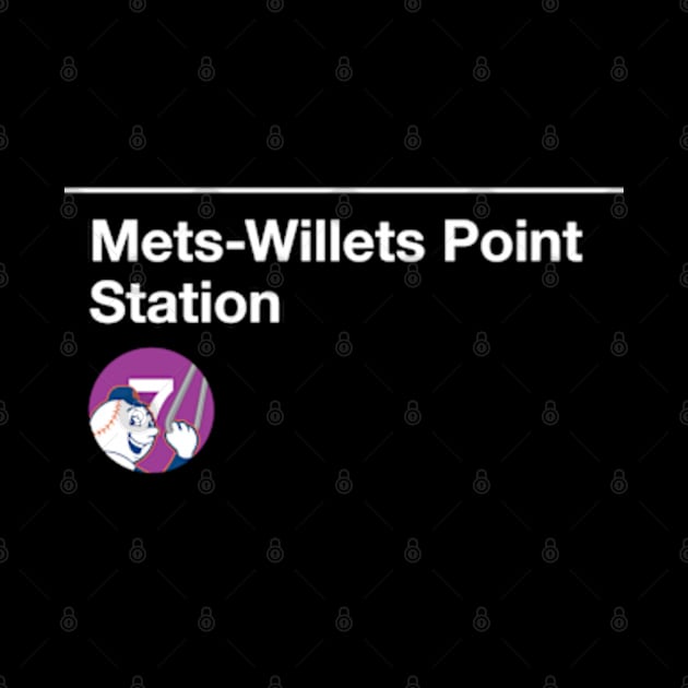 Mets-Willets Point Station - Mr. Met Rides the 7 by Assertive Shirts