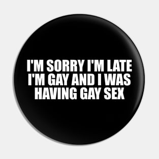 I'm sorry I'm late, I'm gay and I was having gay sex Pin