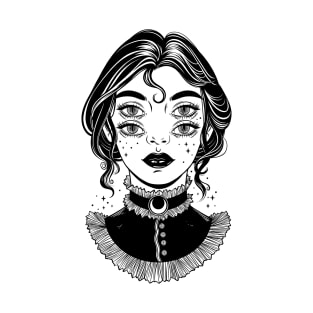 Cute victorian witch with four eyes T-Shirt