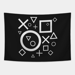 Primary Shapes (Black and White) Tapestry