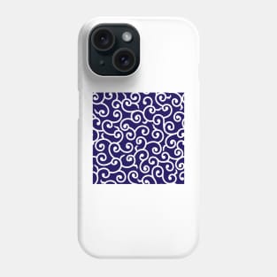 Blue Batik Swirl Ferns Phone Case