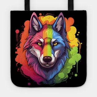 Rainbow Burst Furry Anthro Wolf Pride LGBTQ Tote