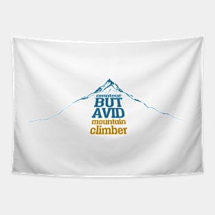 amateur but avid mountain climber themed fabric pattern graphic design by ironpalette Tapestry