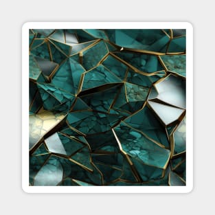 Funky Facade: Trompe-l’oeil Green Turquoise and Gold Magnet