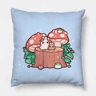 Mushroom Forest Bunnies Pillow