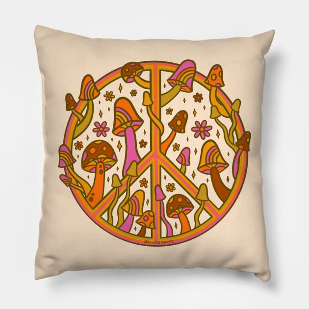 Mushroom Peace Sign Pillow by Doodle by Meg