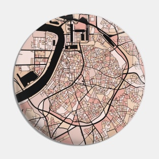 Antwerp Map Pattern in Soft Pink Pastels Pin