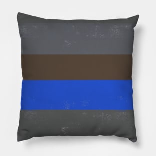 Bright Blue, Brown and Grey Rough Painted Style Stripes Pillow