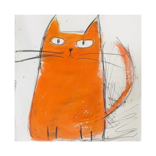 Funny Orange Cat Portrait for Cat Lovers Gift by VeryBadDrawings