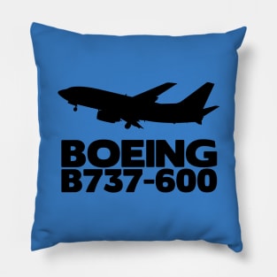 Boeing B737-600 Silhouette Print (Black) Pillow