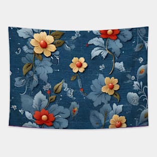 Abstract flower denim textures pattern Tapestry