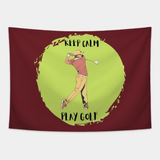 Keep Calm And Play Golf Tapestry