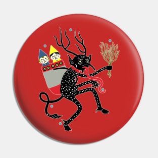 Vintage Old World Krampus Catching Children Pin