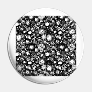 Bucket of Christmas Balls Black & White Pin