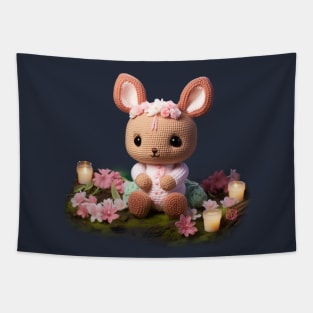 Knitted bunny in ambient nature scene Tapestry