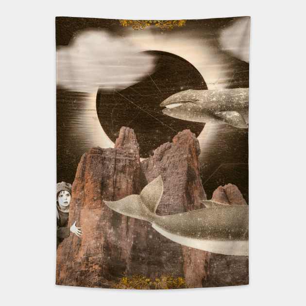 Kid and whales Tapestry by Aephicles