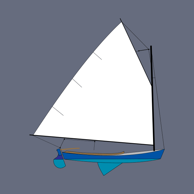 Cotuit Skiff Sailboat - Blue by CHBB