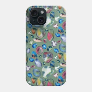 Watercolor stones sea vibes green water Phone Case