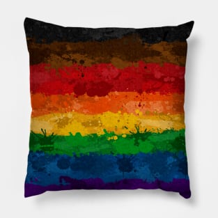 Inclusive Rainbow Paint Splatter Flag Pillow