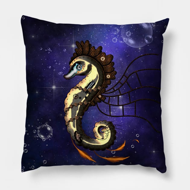 Cute little steampunk seahorse Pillow by Nicky2342