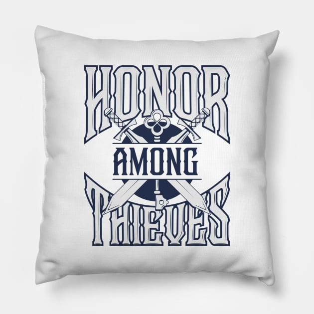 Honor Among Thieves Vintage Blue Pillow by Wolfkin Design