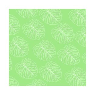 monstera tropical plant hawaii aloha print light green and white T-Shirt