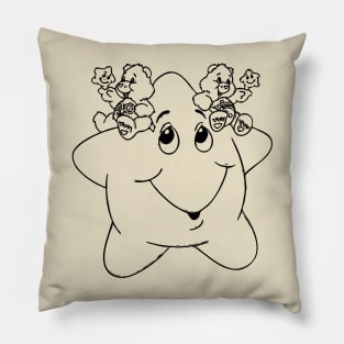 twin care bears sitting on a star Pillow