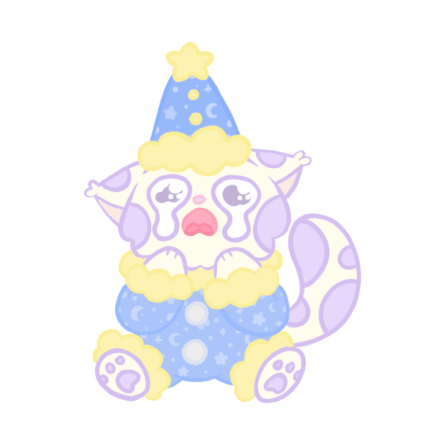 Crying starry cat clown by IcyBubblegum