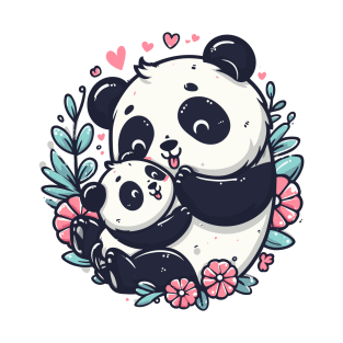 Two cute pandas cuddling T-Shirt