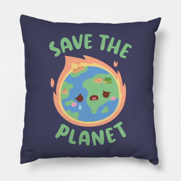 Crying Earth On Fire, Save The Planet Pillow by rustydoodle