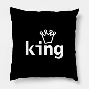 King Crown Typography White Text Pillow