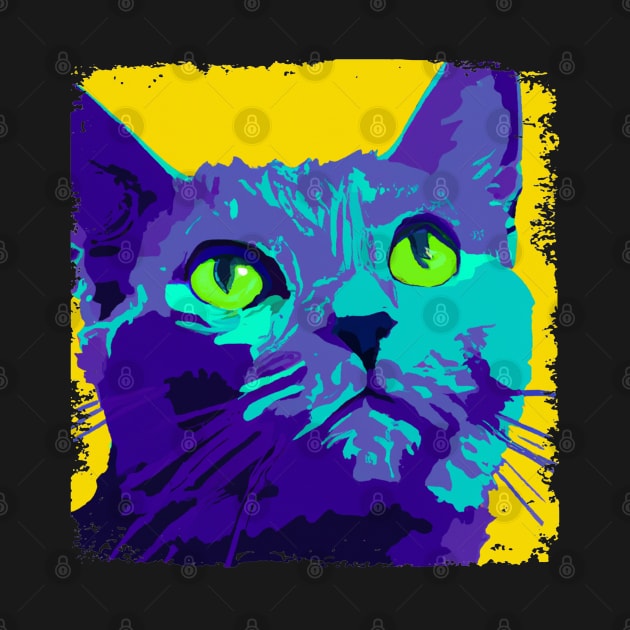 Russian Blue Pop Art - Cat Lover Gift by PawPopArt
