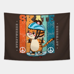 Funny cat skater Tapestry