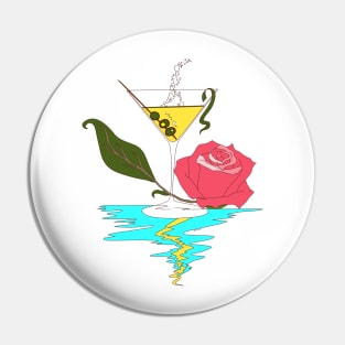 Martini and Rose Pin