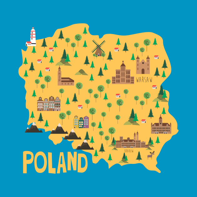 Poland Illustrated Map by JunkyDotCom