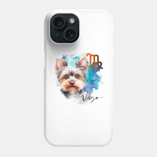 Virgo Zodiac Sign Cute Yorkshire Terrier watercolor art Phone Case