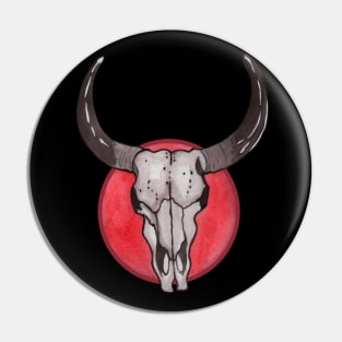 Cow Skull In Red Circle Pin