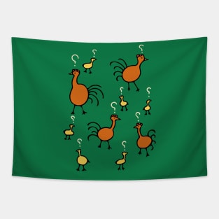 Questionable Chickens - Cute Funny Cartoon Chicken Design Tapestry