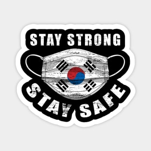 Stay Strong Stay Safe Korean Flag Mask Solidarity Awareness Magnet