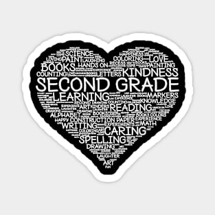Second Grade Word Heart T-Shirt 2nd Grade Student Teacher Magnet