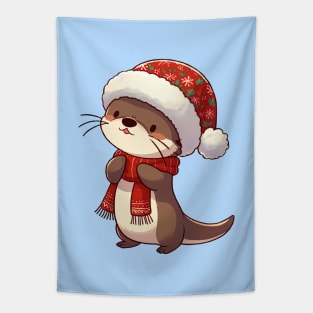 Cute Christmas Otter Tapestry
