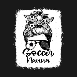 Soccer Nanna Vintage Leopard Messy Bun Bleached T-Shirt