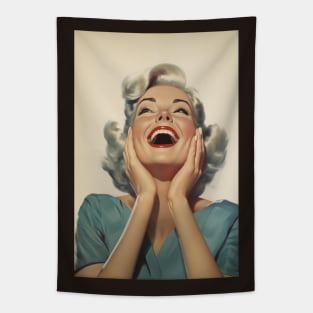 Happy Vintage Woman Tapestry