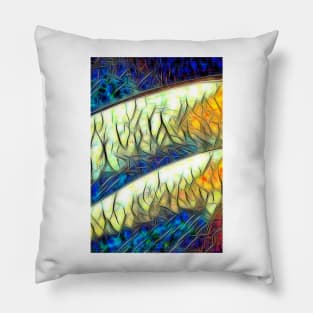 curved shapes in colourful stained glass window style Pillow