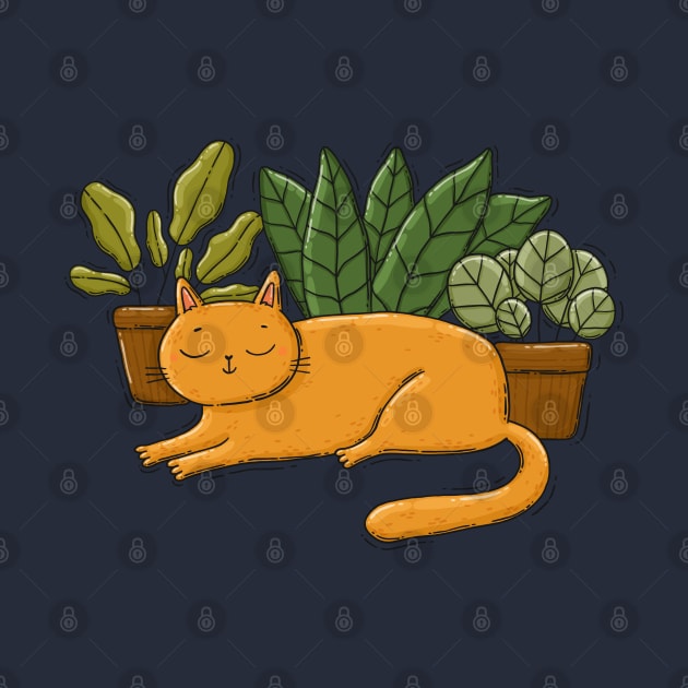 Cat and Plants by Tania Tania