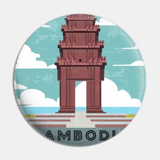 Phnom penh, Cambodia. Retro travel poster Pin