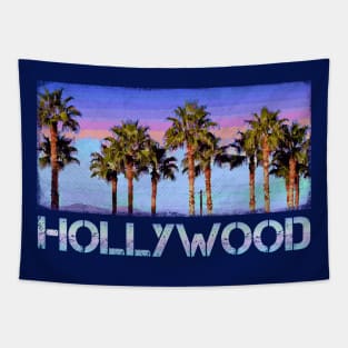 Hollywood, California Palm Trees - Cool Retro '80s pastel design Tapestry